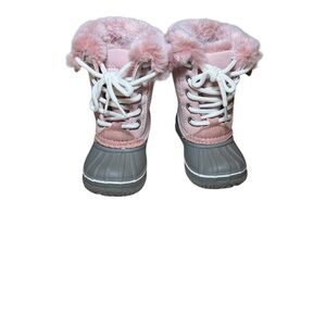 London Fog Pink and Gray Kids Winter Boots
